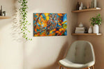 Vibrant Autumn Sentinel animals canvas print styled in a living room