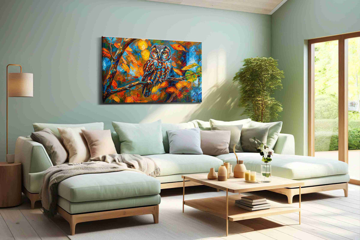 Vibrant Autumn Sentinel animals canvas print, hanging on wall