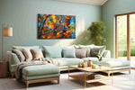 Vibrant Autumn Sentinel animals canvas print, hanging on wall