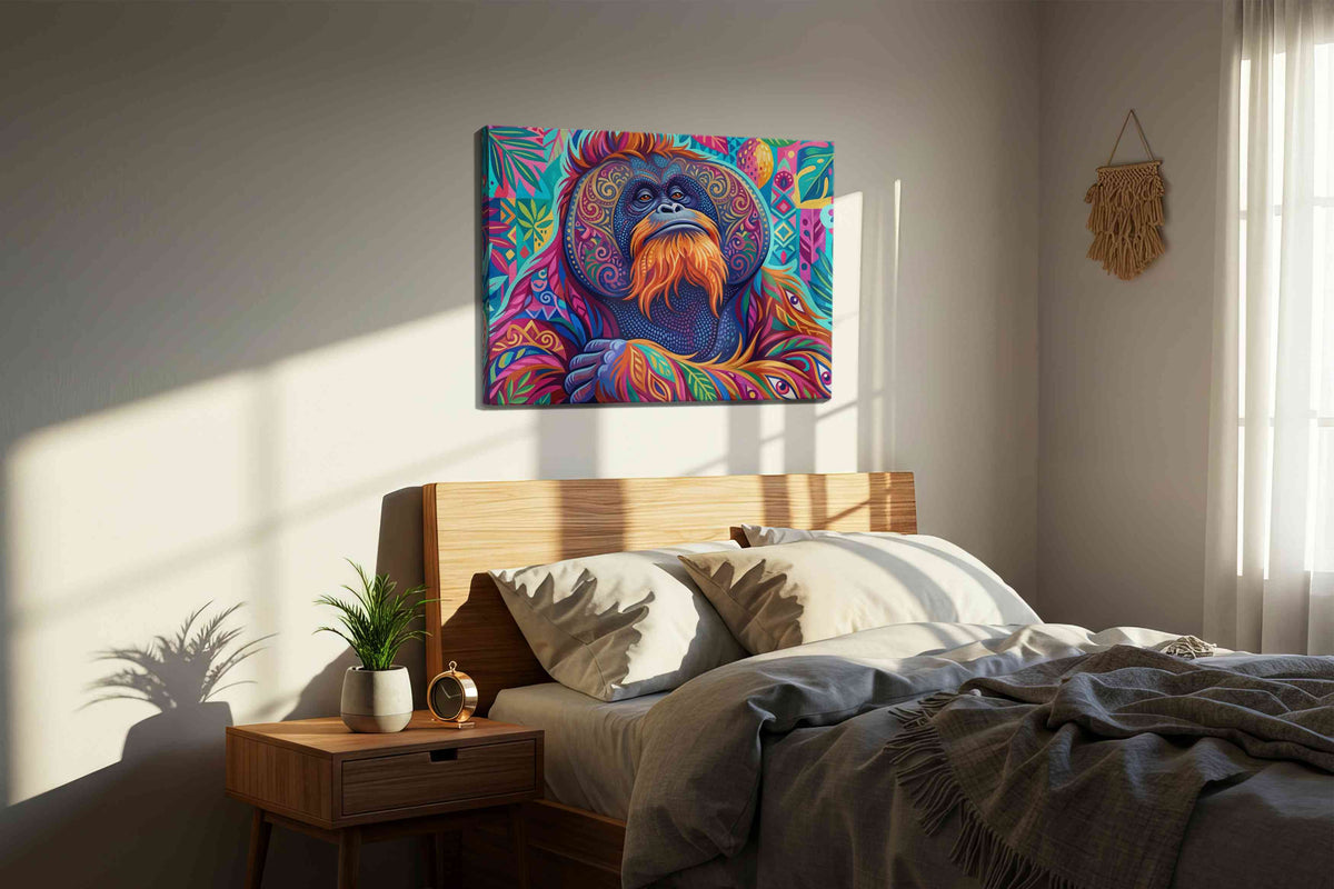 Vibrant Jungle Majesty II animals canvas print, displayed in a bedroom