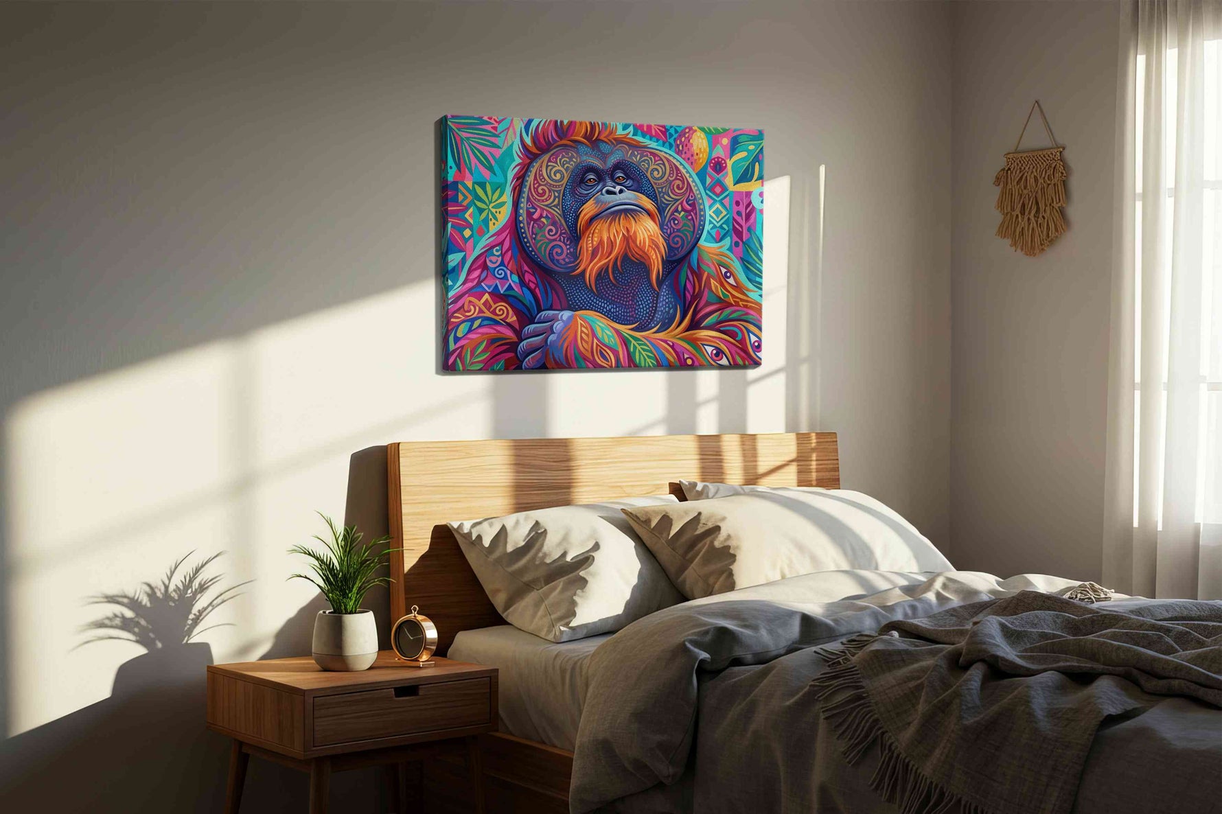 Vibrant Jungle Majesty II animals canvas print, displayed in a bedroom