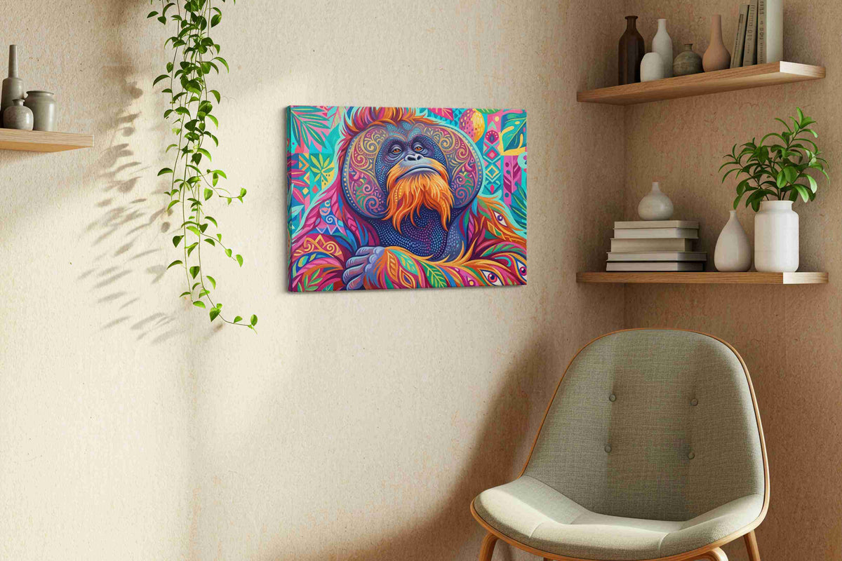 Vibrant Jungle Majesty II animals canvas print styled in a living room