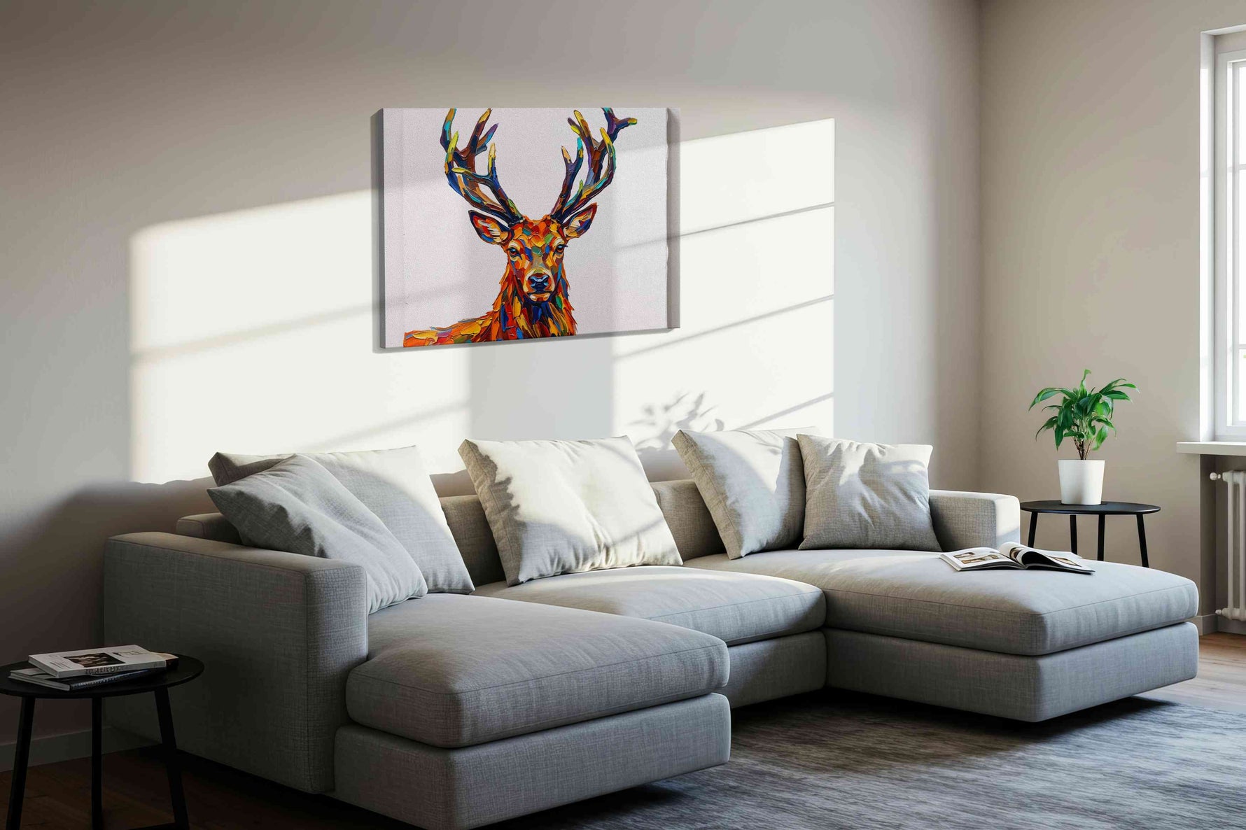 Vibrant Majesty III animals canvas print in a living room scene