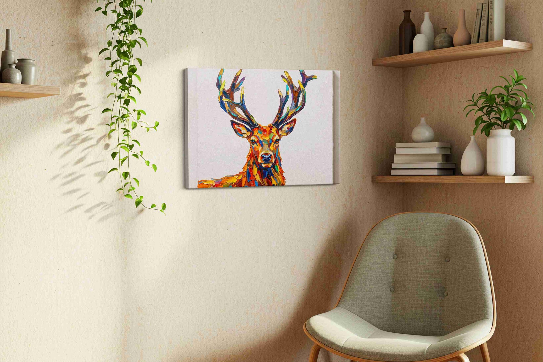 Vibrant Majesty III animals canvas print, displayed in a living room
