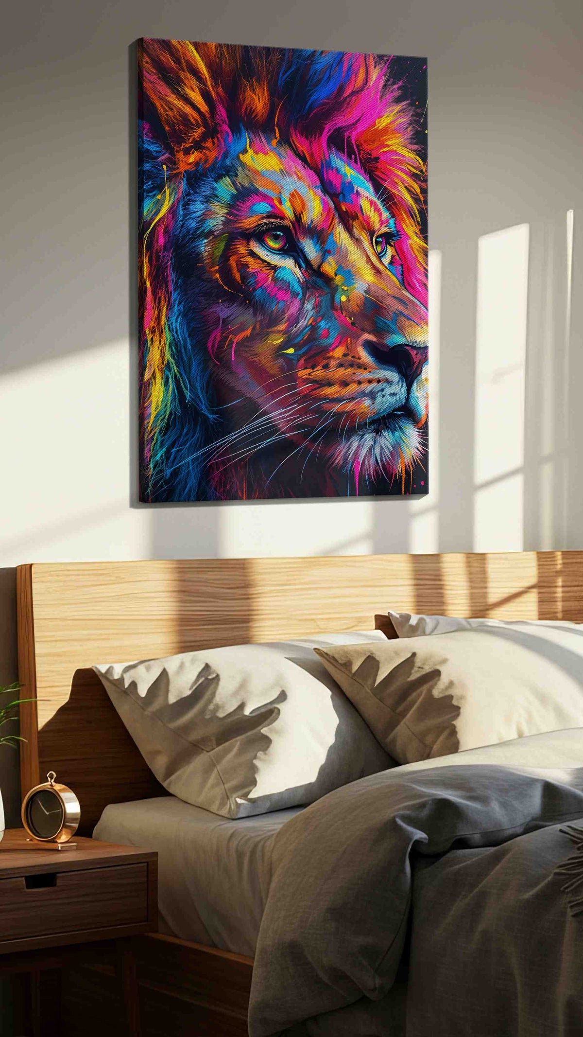 Vibrant Majesty IV (Animals) - Cats, Cat Wall Art, Cat Canvas Print, Cat Lover Gift in a bedroom scene
