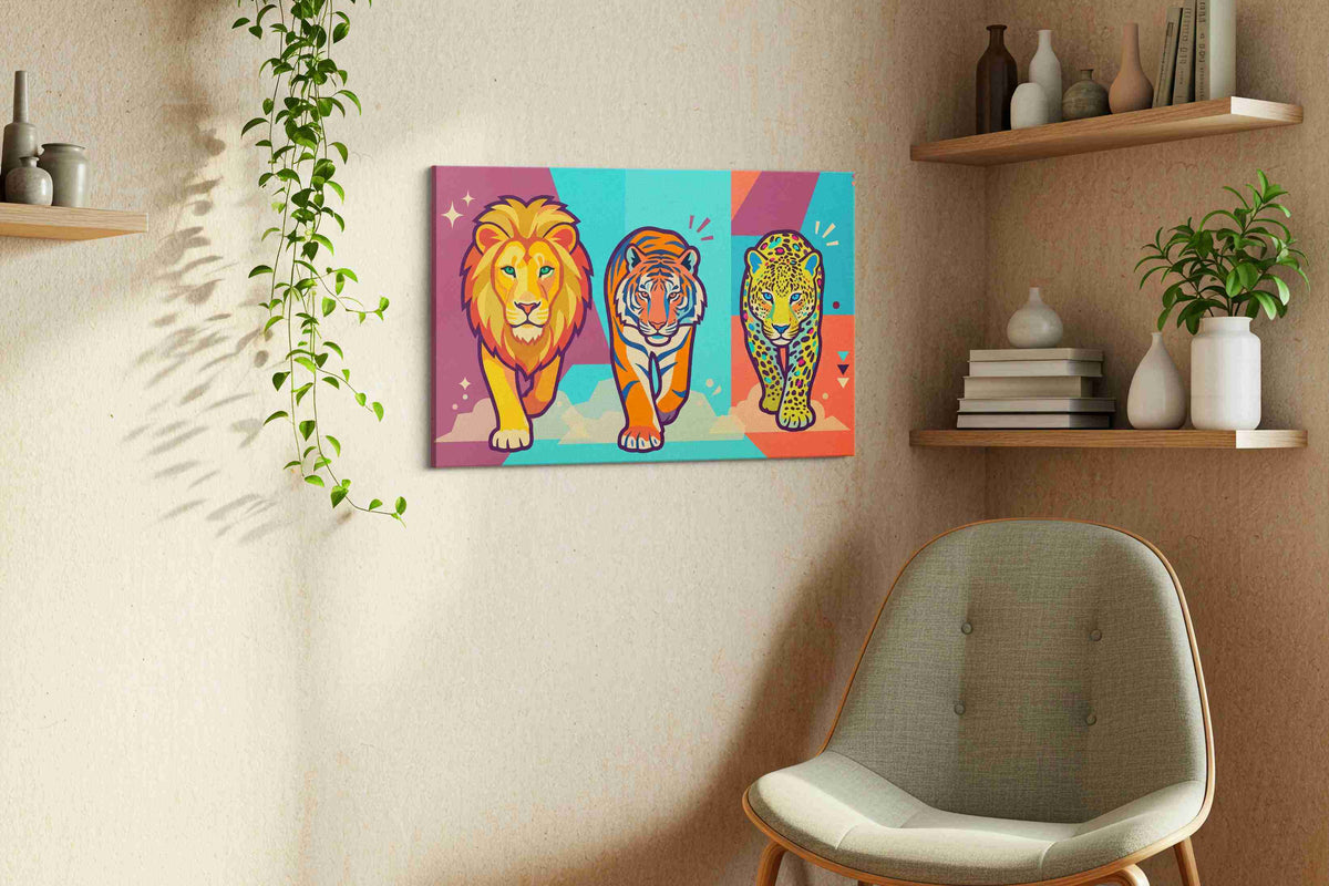 Vibrant Regal Trio (Animals) - Animal Wall Art, Wildlife Canvas Print, Animal Lover Decor