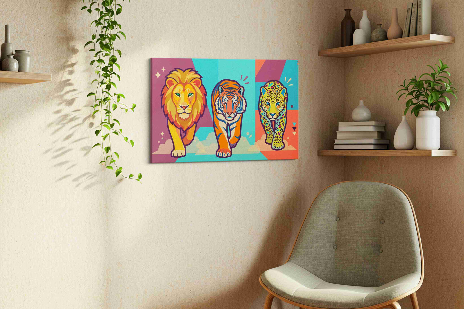 Vibrant Regal Trio (Animals) - Animal Wall Art, Wildlife Canvas Print, Animal Lover Decor