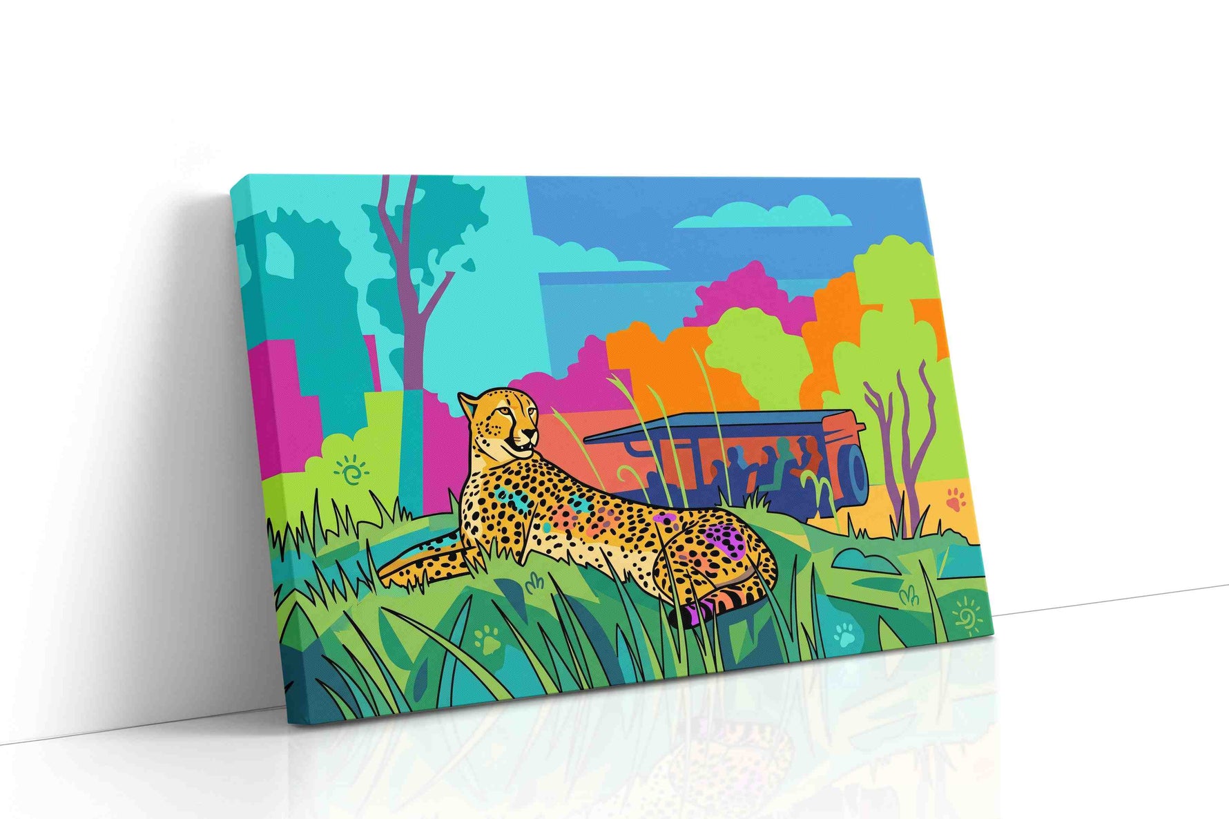 Vibrant Safari Siesta animals canvas print gallery-wrapped landscape canvas studio shot