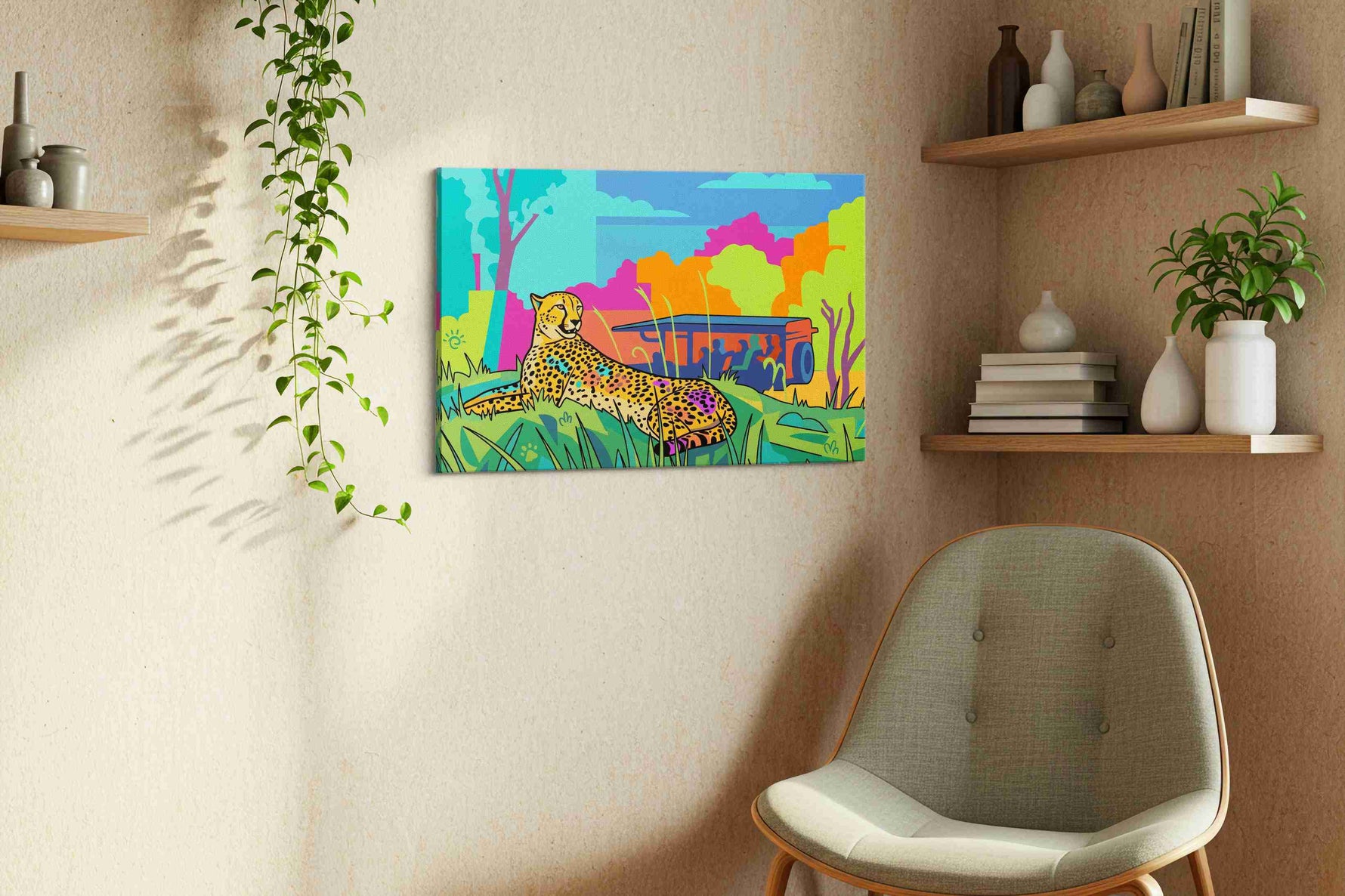 Vibrant Safari Siesta (Animals) - Animal Wall Art, Wildlife Canvas Print, Animal Lover Decor