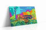 Vibrant Safari Siesta animals canvas print, gallery-wrapped, ready to hang