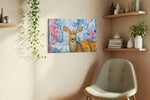 Whimsical Woodland Grace animals canvas print, displayed in a living room