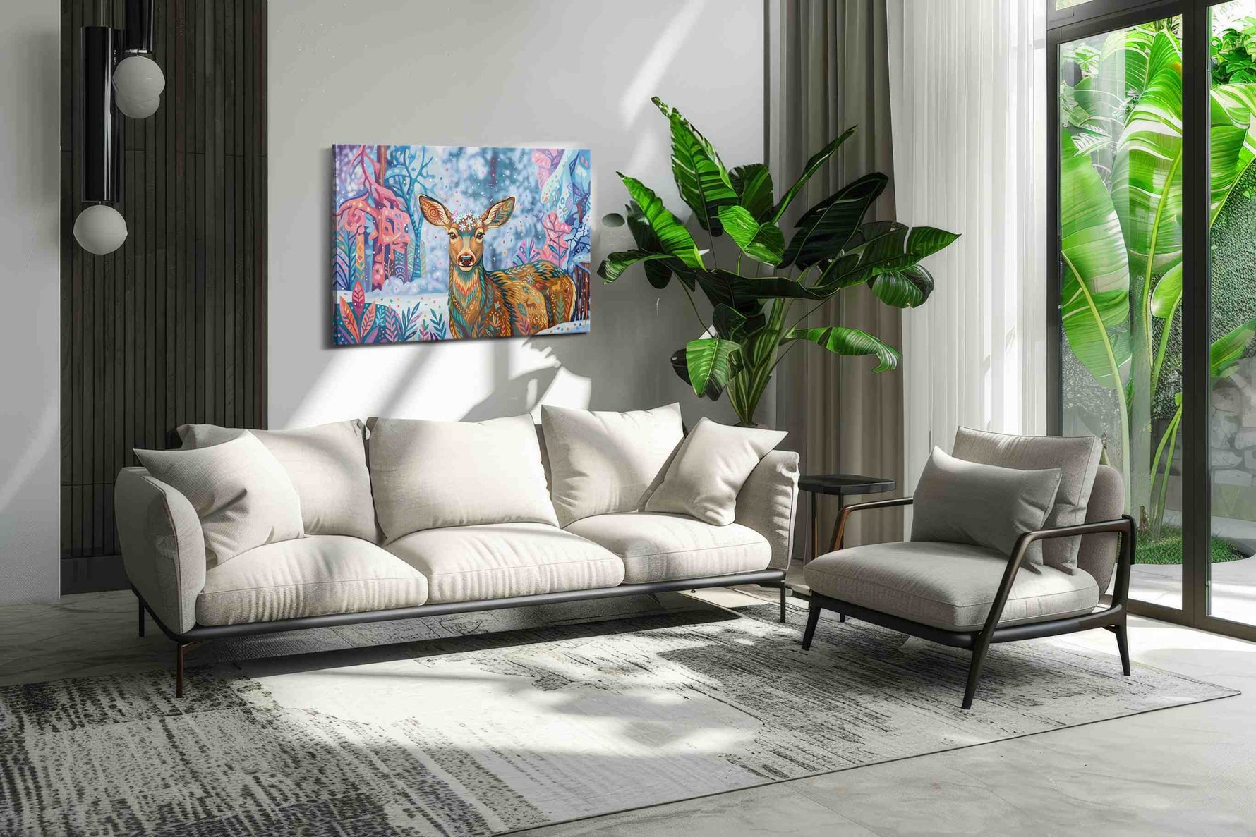 Whimsical Woodland Grace animals canvas print, on wall, lifestyle preview