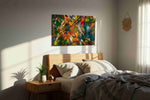 Autumn Symphony leaves canvas print, displayed in a bedroom