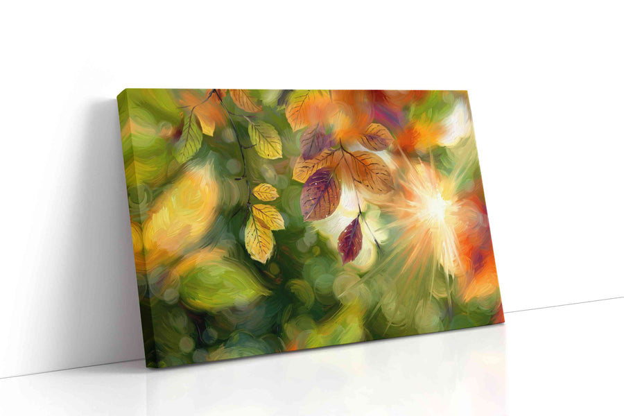 Eternal Autumn Radiance leaves canvas print, gallery-wrapped, ready to hang