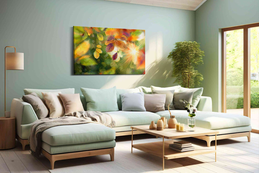 Eternal Autumn Radiance leaves canvas print, hanging on wall