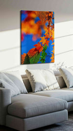 Eternal Autumn Symphony (Autumn) - Leaves, Leaf Wall Art, Botanical Canvas Print, Nature Decor in a living room scene
