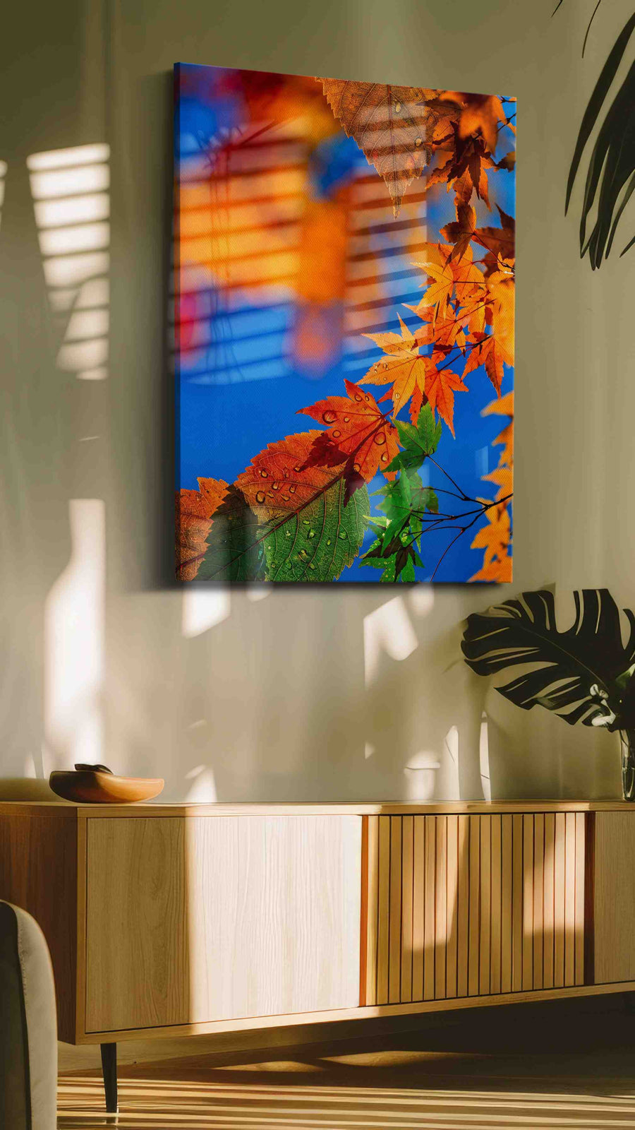 Eternal Autumn Symphony leaves canvas print, on wall, lifestyle preview