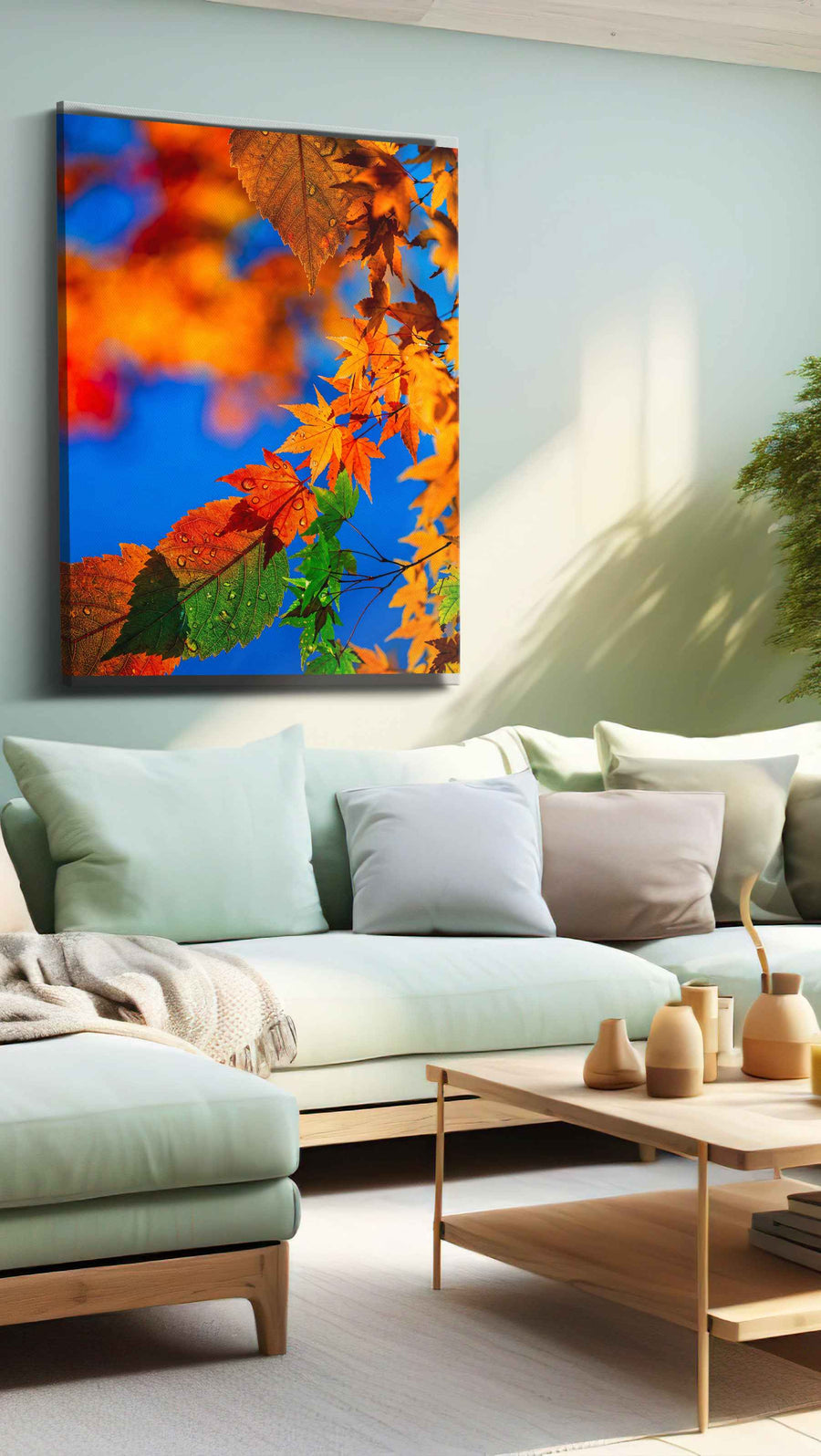 Eternal Autumn Symphony leaves canvas print, hanging on wall
