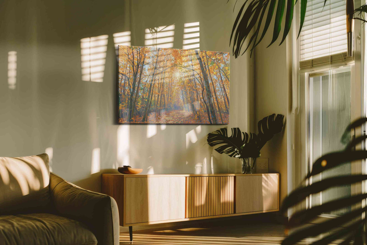 Golden Canopy of Autumn (Autumn) - Nature, Nature Wall Art, Scenic Canvas Print, Natural Landscape Art in a hung canvas mockup