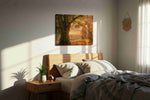 Golden Harvest Serenity nature canvas print, displayed in a bedroom