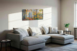 Luminous Autumn Pathway nature canvas print, displayed in a living room