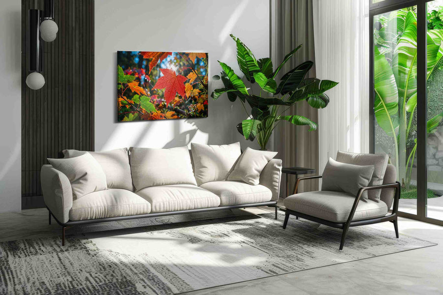 Radiant Autumn Symphony leaves canvas print, on wall, lifestyle preview