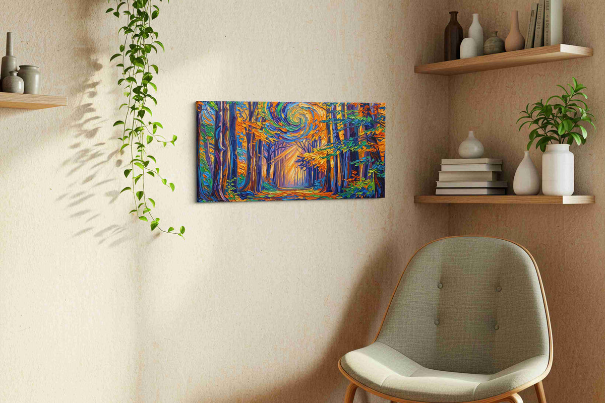 Whirlwind of Autumn Symphony nature canvas print, hanging on wall — view 3