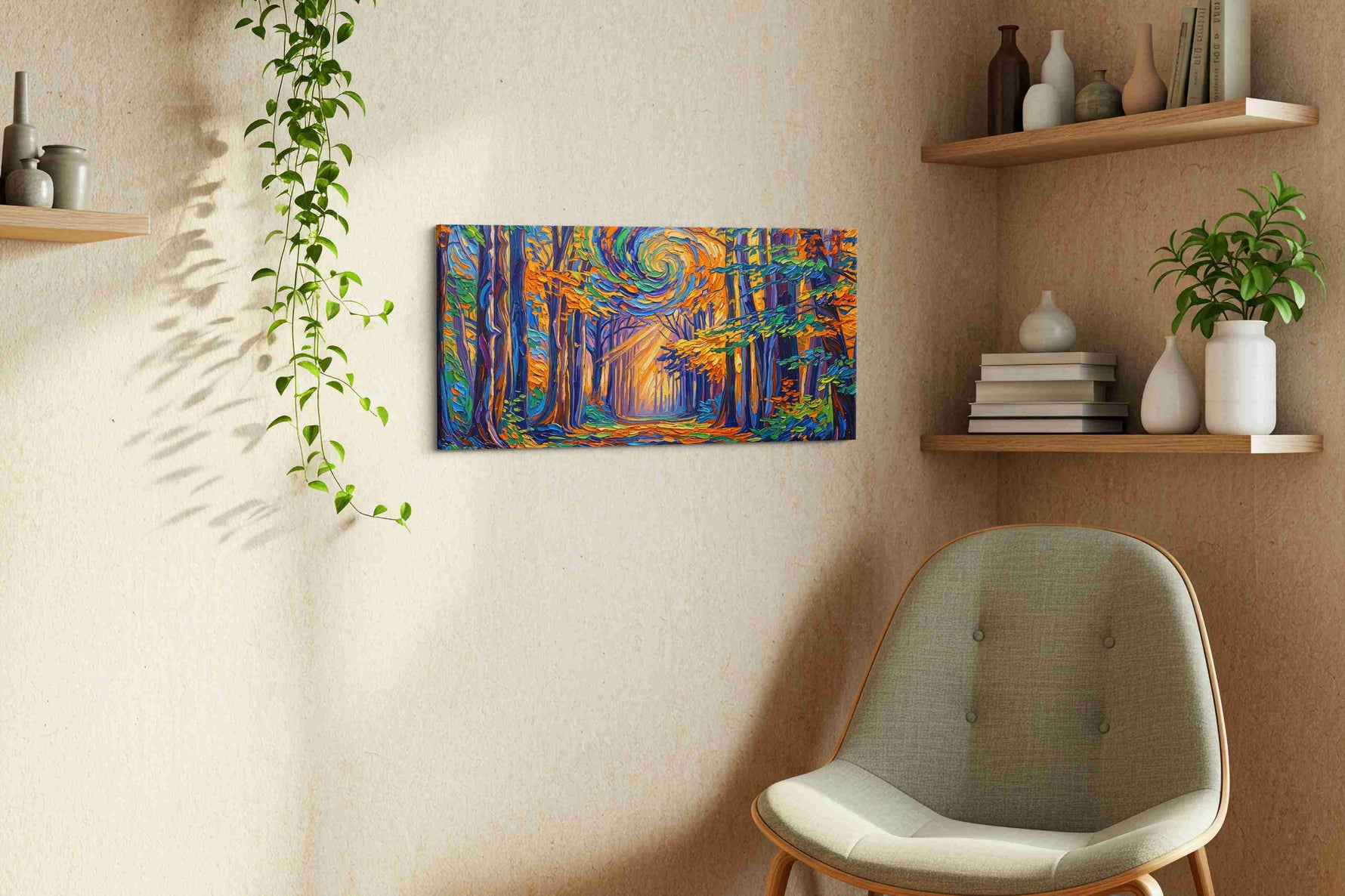 Whirlwind of Autumn Symphony nature canvas print, hanging on wall — view 3