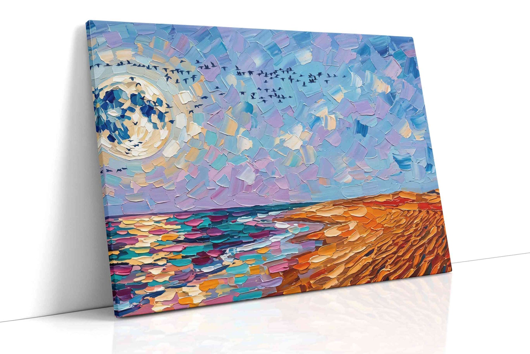 Lunar Shore Symphony nature canvas print, gallery-wrapped, ready to hang
