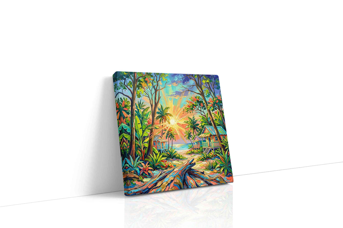 Tropical Dawn Harmony (Beach) - Nature, Nature Wall Art, Scenic Canvas Print, Natural Landscape Art gallery-wrapped square canvas studio shot