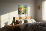 Tropical Dawn Harmony nature canvas print, displayed in a bedroom