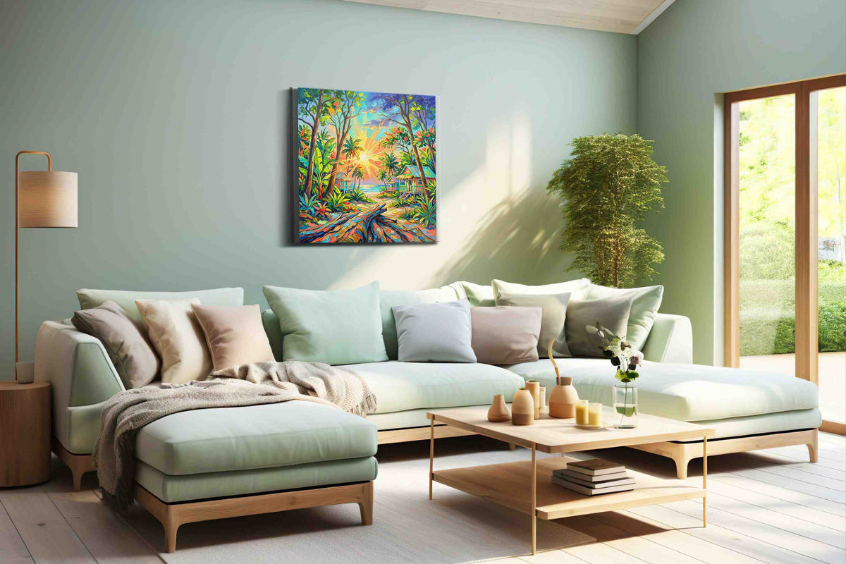 Tropical Dawn Harmony nature canvas print, hanging on wall