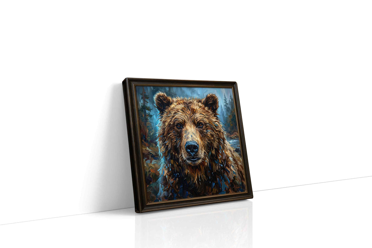 Gaze of the Wild Guardian bears canvas print gallery-wrapped square canvas studio shot