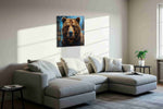 Gaze of the Wild Guardian bears canvas print, displayed in a living room