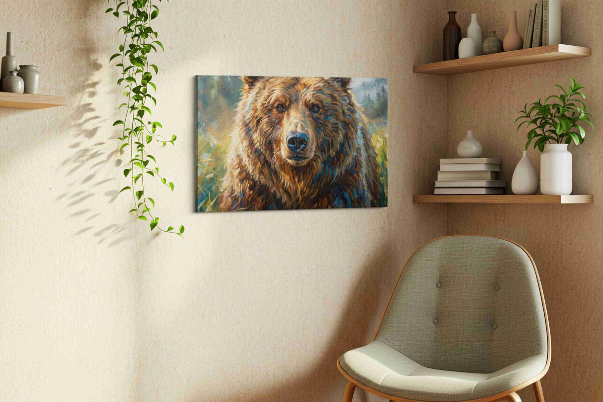 Guardian of the Wild bears canvas print in a living room scene