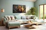 Majestic Wilderness Guardian bears canvas print shown in a wall scene