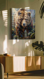 Majestic Wilderness Guardian II bears canvas print, displayed in a living room