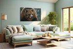 Majestic Wilderness Guardian III bears canvas print shown in a wall scene