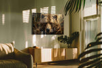 Majestic Wilderness Guardian IV bears canvas print styled in a living room