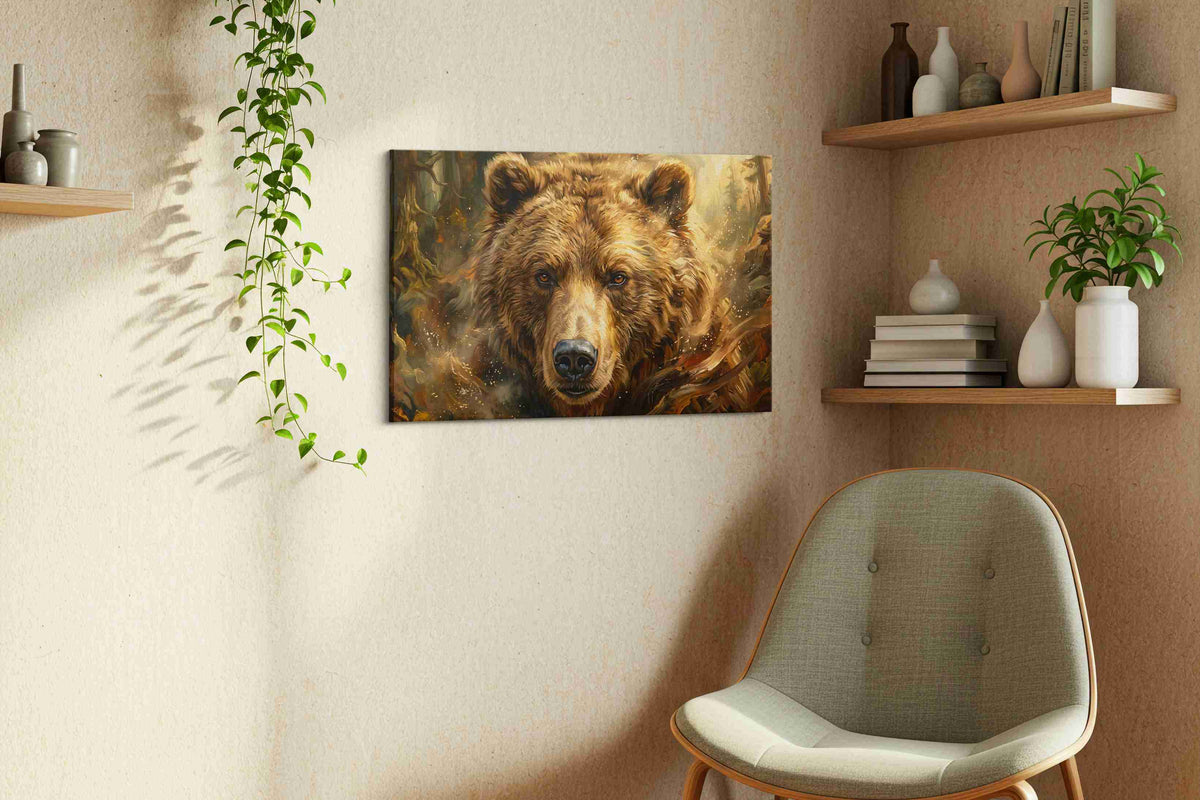 Majestic Wilderness Guardian IV bears canvas print, hanging on wall