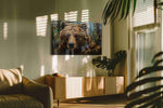 Through the Eyes of the Bear bears canvas print, hanging on wall — in a hung canvas mockup