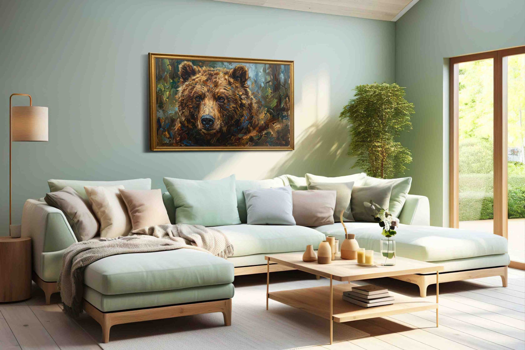 Through the Eyes of the Bear bears canvas print shown in a wall scene