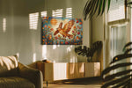 Enchanted Avian Symphony birds canvas print, on wall, lifestyle preview