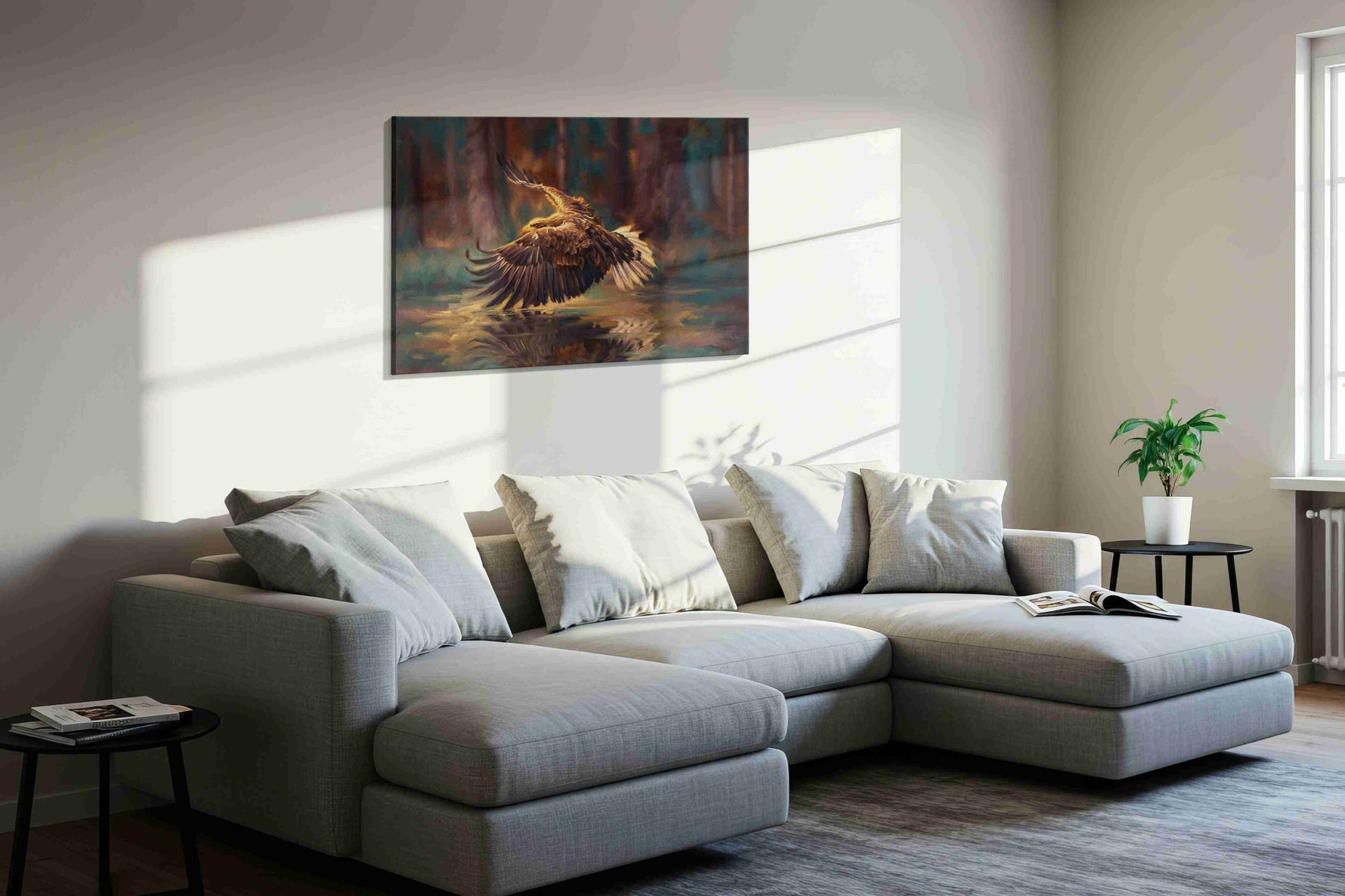 Majestic Flight Over Reflections animals canvas print, gallery-wrapped, ready to hang — view 3
