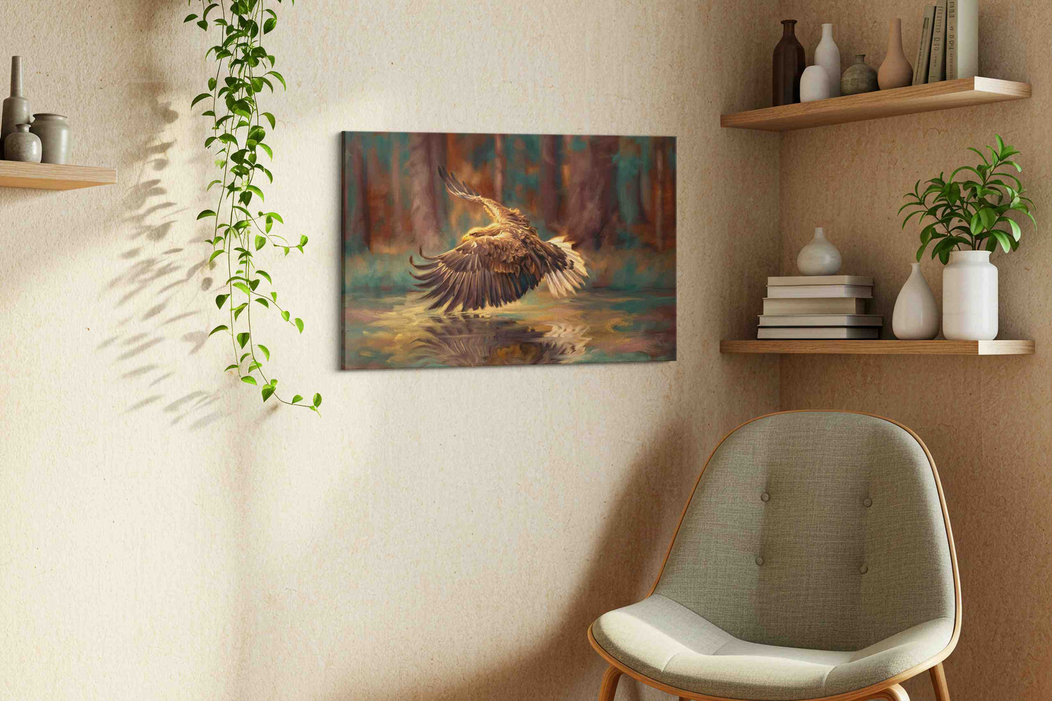 Majestic Flight Over Reflections (Birds) - Animals, Animal Wall Art, Wildlife Canvas Print, Animal Lover Decor