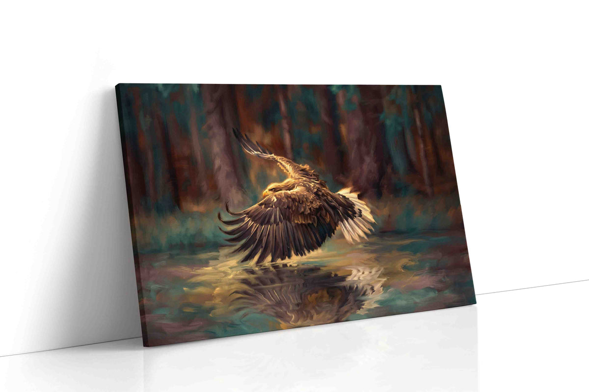 Majestic Flight Over Reflections animals canvas print gallery-wrapped landscape canvas studio shot
