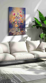 Ebullient Bloom Symphony floral canvas print, on wall, lifestyle preview