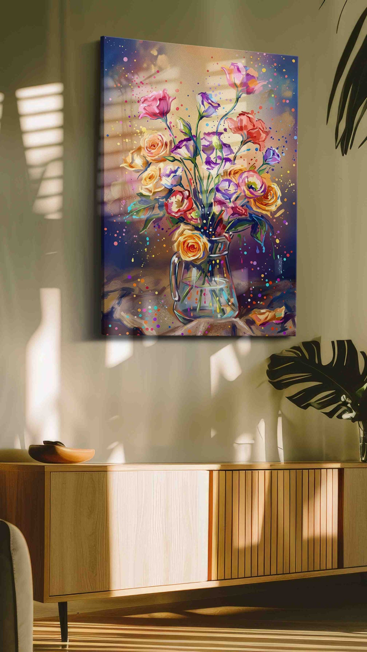 Ebullient Bloom Symphony (Floral) - Floral Canvas Print, Botanical Wall Art, Flower Canvas Art