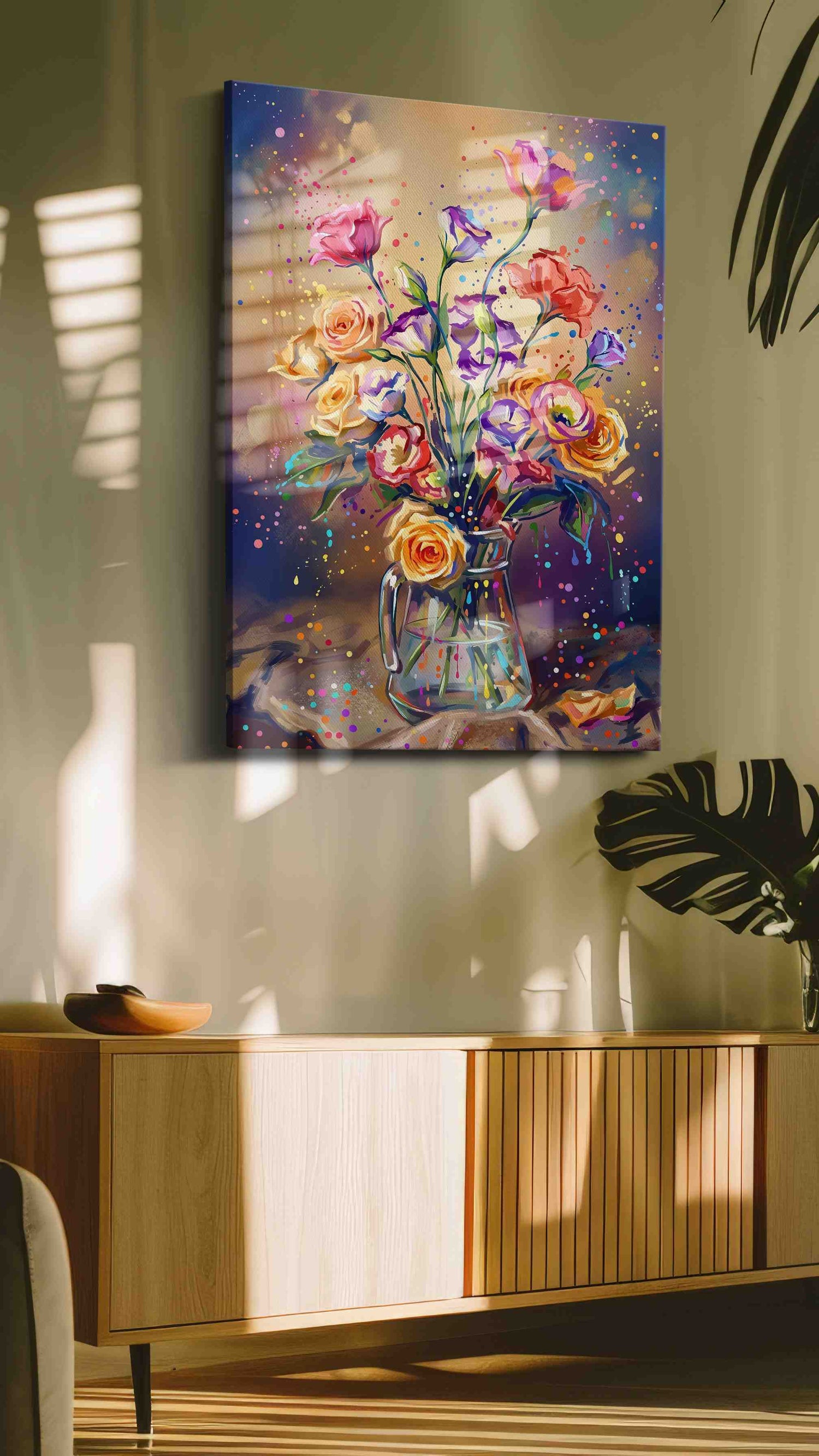 Ebullient Bloom Symphony (Floral) - Floral Canvas Print, Botanical Wall Art, Flower Canvas Art