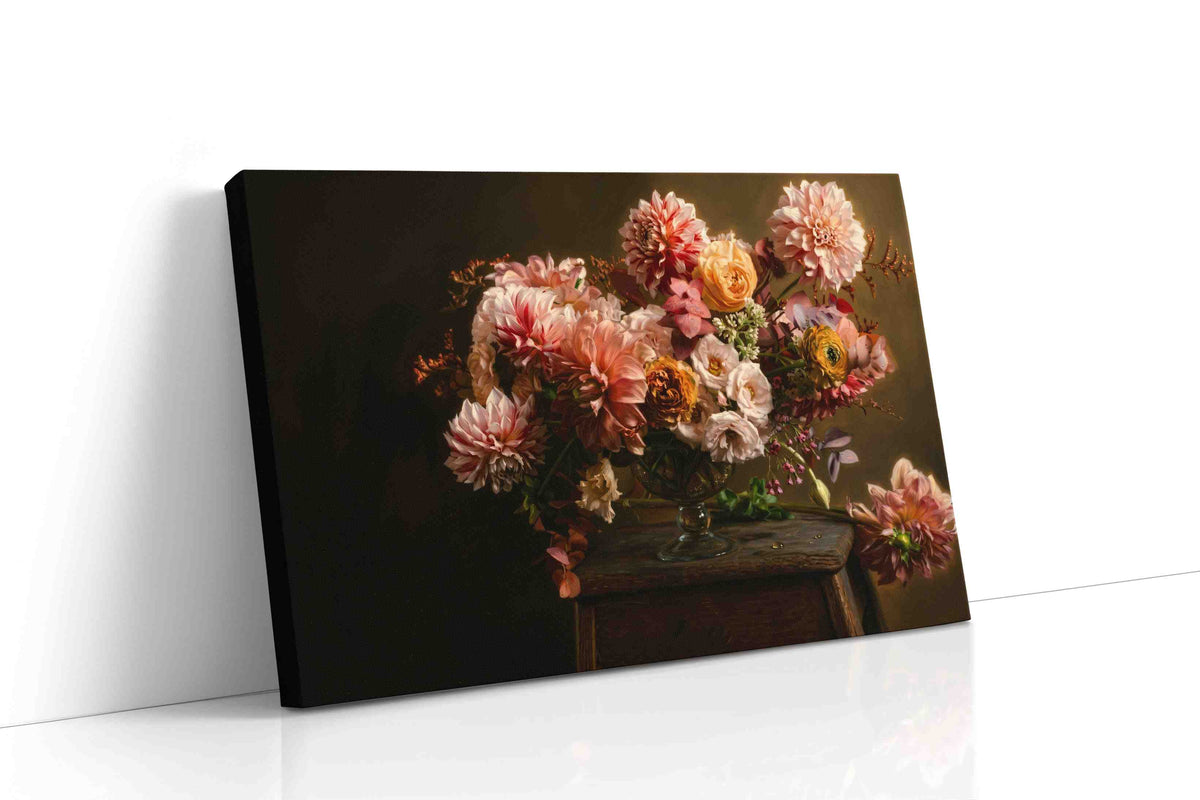 Eternal Bloom Symphony floral canvas print gallery-wrapped landscape canvas studio shot
